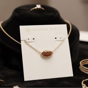 Kendra Scott Football Gold Short Pendant Necklace in Orange Goldstone